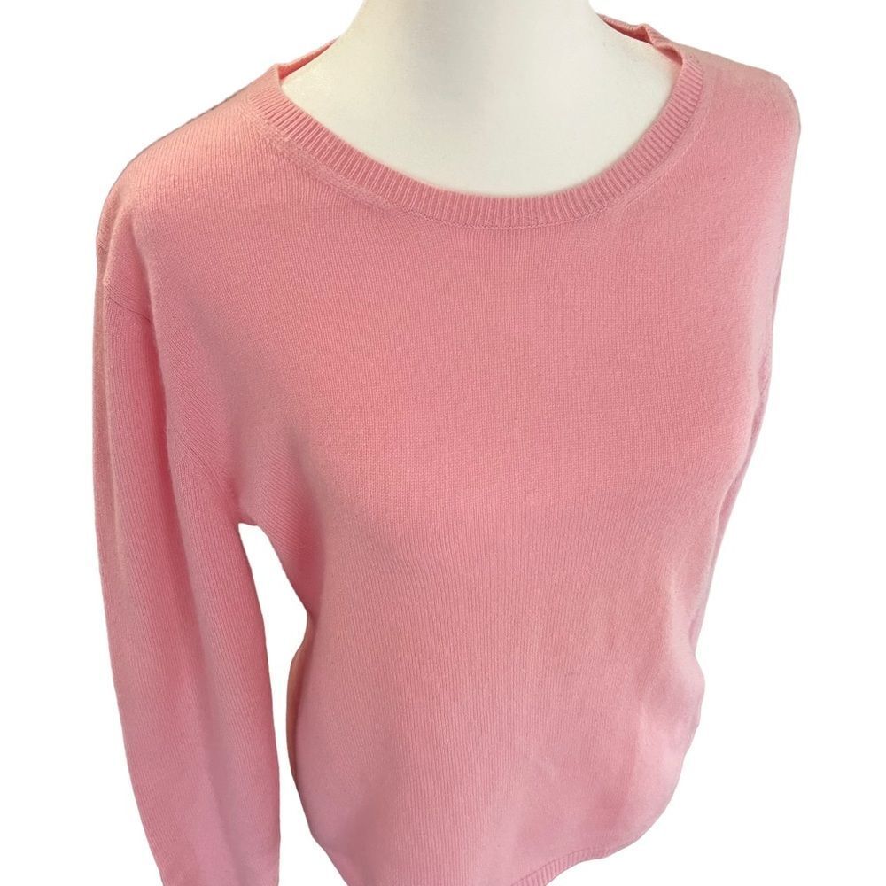 Alba Moda 100% Cashmere Sweater Pink Crewneck Lightweight Soft Knit M - Picture 3 of 9